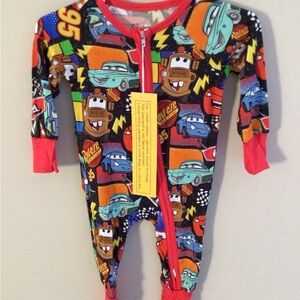 Disney Cars Kids Footie Pajama - Black, Red, and Blue
